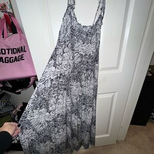 Floral Black and White Women's Dress